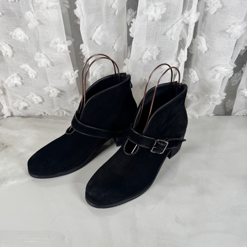 Antelope Black Suede Booties Ankle Boots Strap Buckle Boho Whimsigoth Boho 39